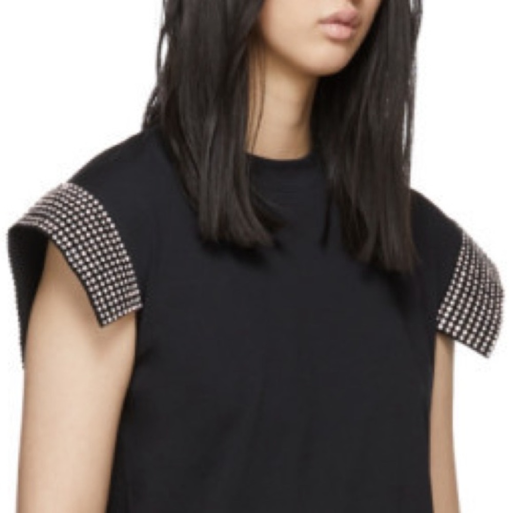 Chic Black Top with Embellished Sleeves - Picture 5 of 6